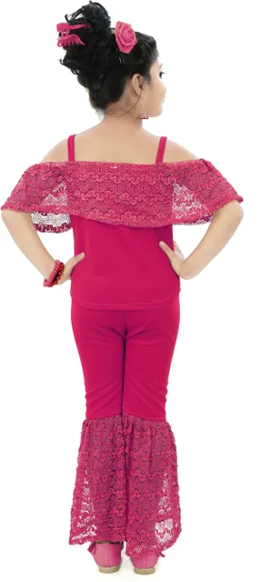 CHANDRIKA Girls Casual Top Trouser (PINK) - 3