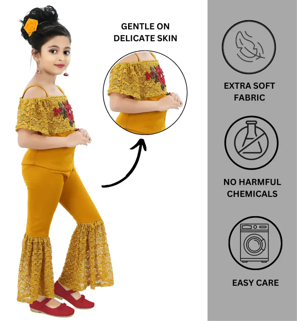 CHANDRIKA Girls Casual Top Trouser (MUSTARD) - 3